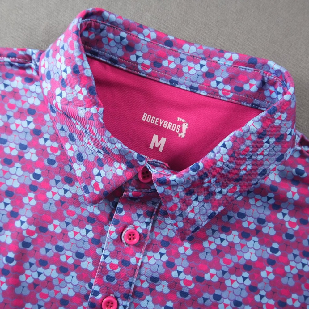 Bogey Bros Geometric Scale Golf Performance Lightweight Men Polo Shirt M